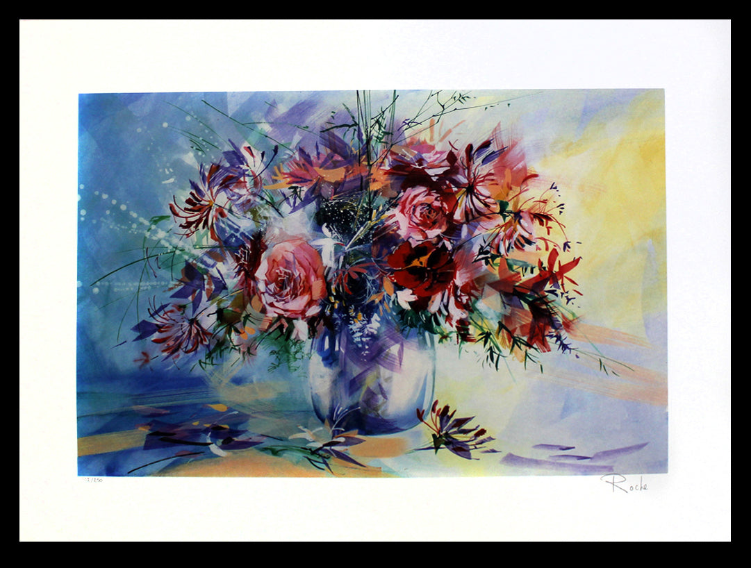 Roche - Bouquet de roses et chevrefeuille - lithograph - hand signed