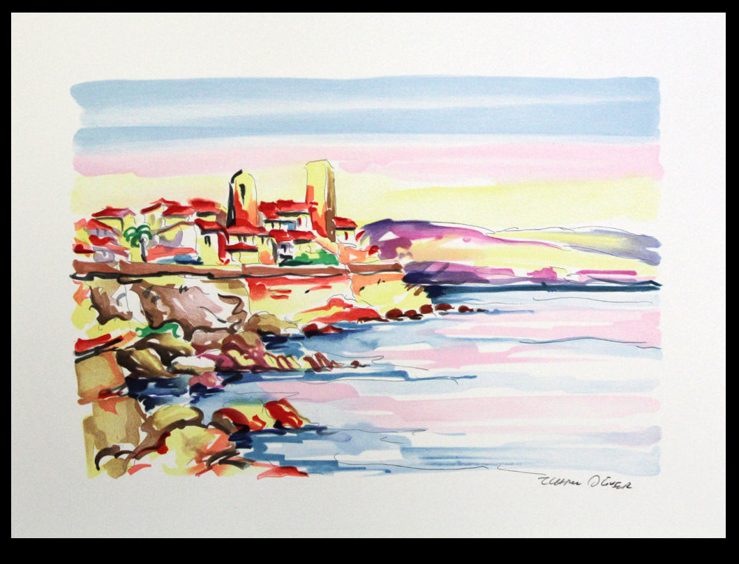 Oliver, Zladku - Antibes - Lithographie couleur signée à la main