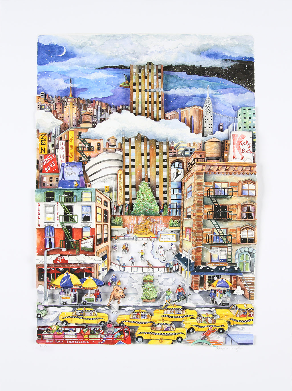 Pergola, Linnea - Light Snowfall in NYC - hand signed - Giclee