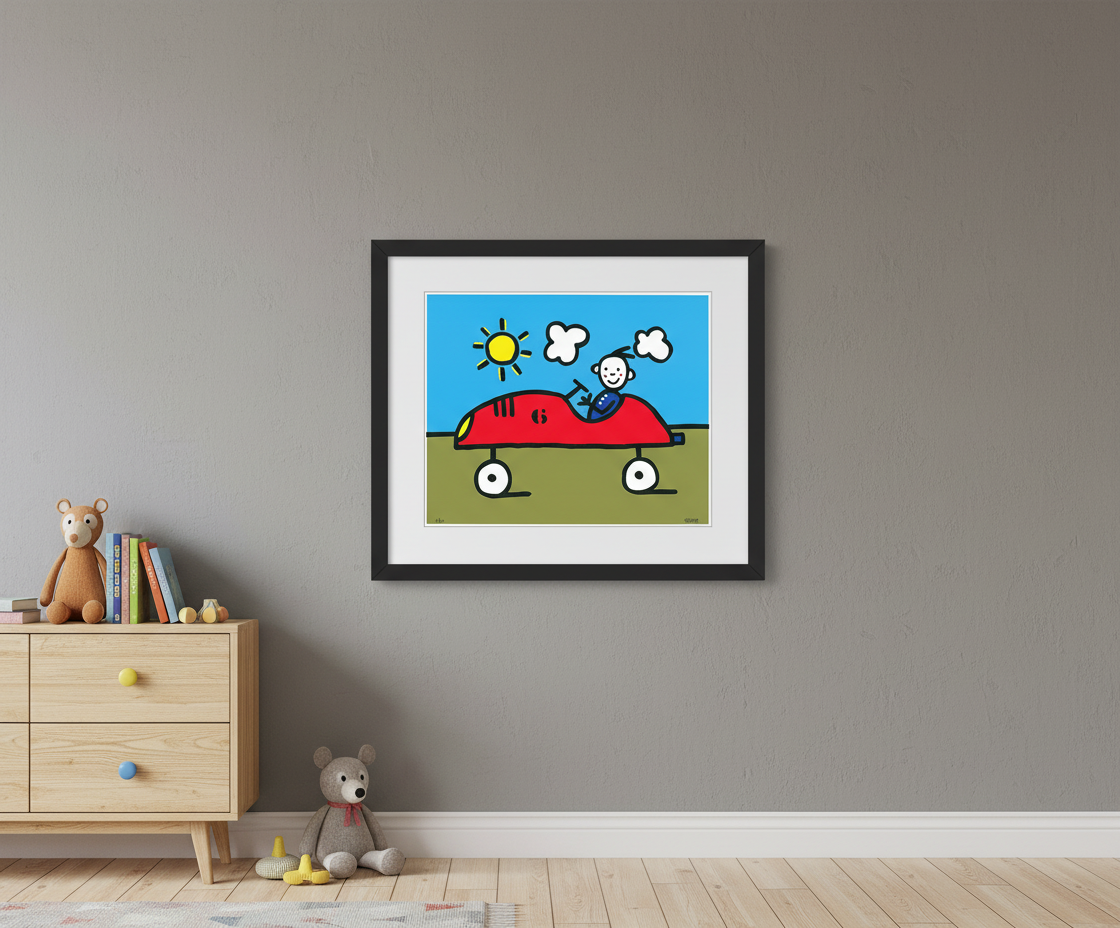 Basdera, Franz - La Voiture rouge - Giclée sur papier Hahnemühle - signée à la main