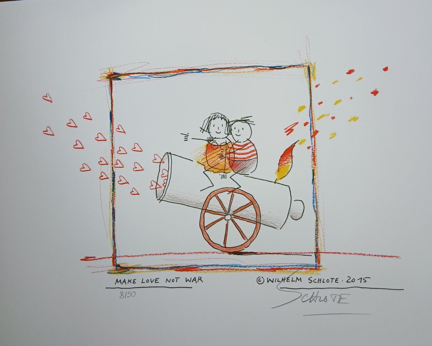 Schlote, Wilhelm - Faites l'amour, pas la guerre - Giclée - signé à la main