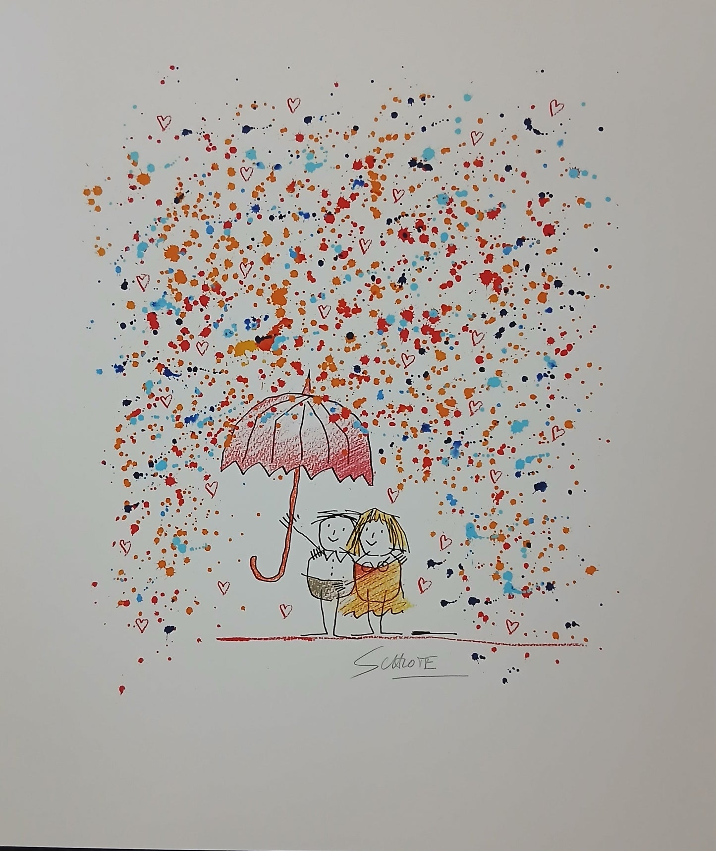 Schlote, Wilhelm - Liebe im Regen - Giclée - handsigniert
