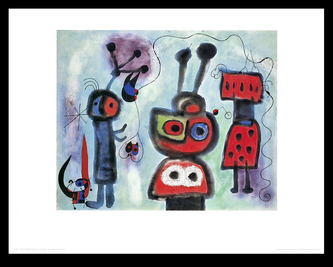 Miró, Joan - L´ Oiseau au regard calme les ailes en flammes - Kunstdruck