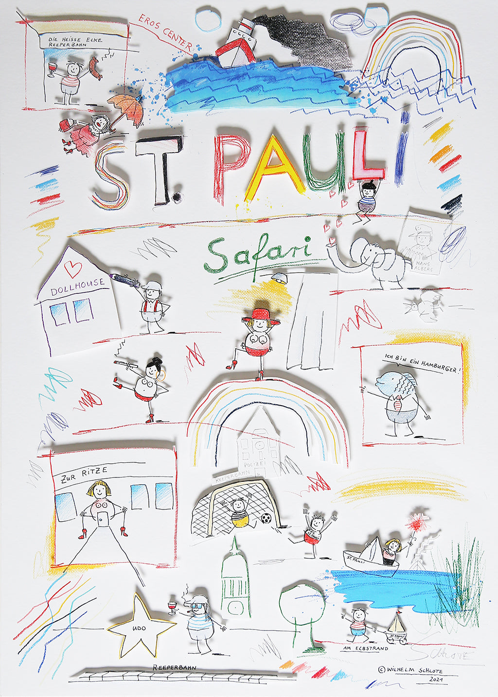 Schlote, Wilhelm - St. Pauli - 3D-Konstruktion - handsigniert Clever Art