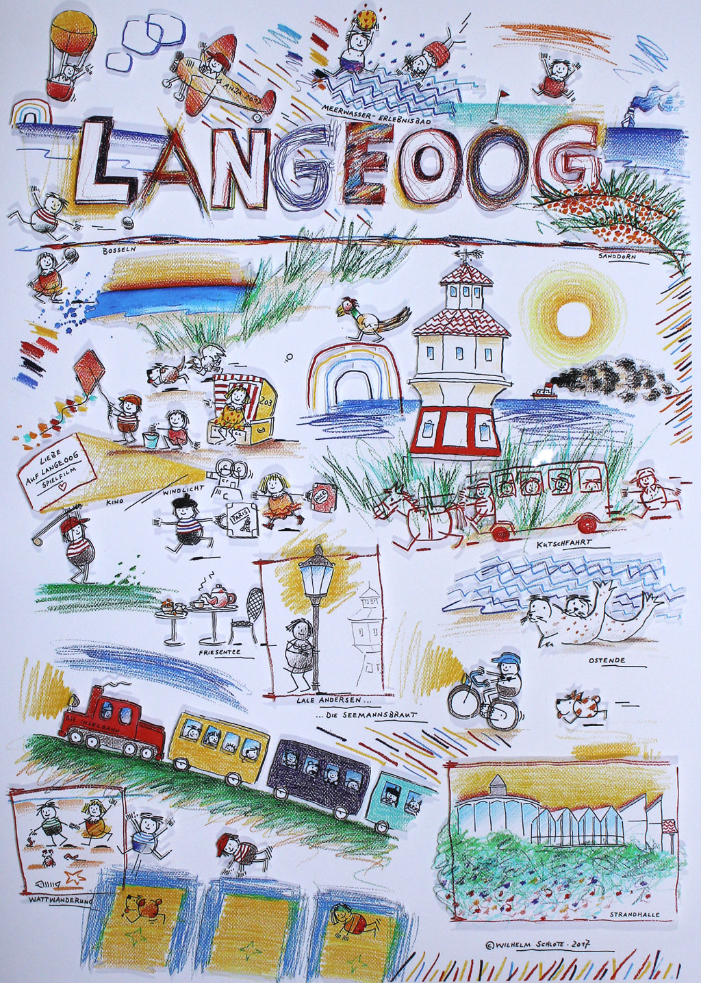 Schlote, Wilhelm - Langeoog - Strandhalle - Giclee - handsigniert