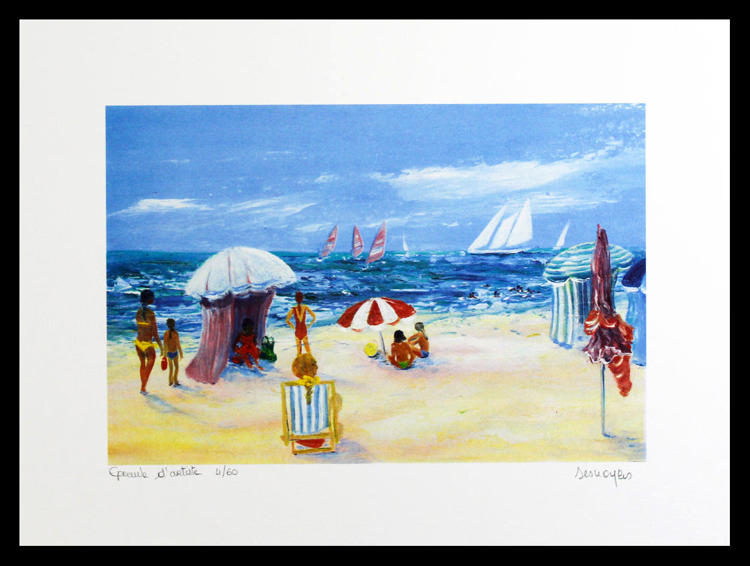 Desnoyers, Serge - Au bord de la mer - Lithographie couleur - signée à la main