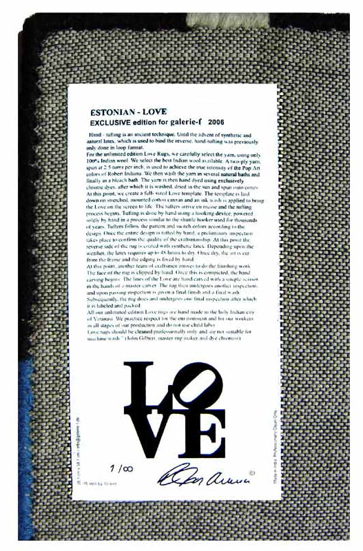 Indiana, Robert - Amour estonien - certifié, signé - Multiple - Tapis