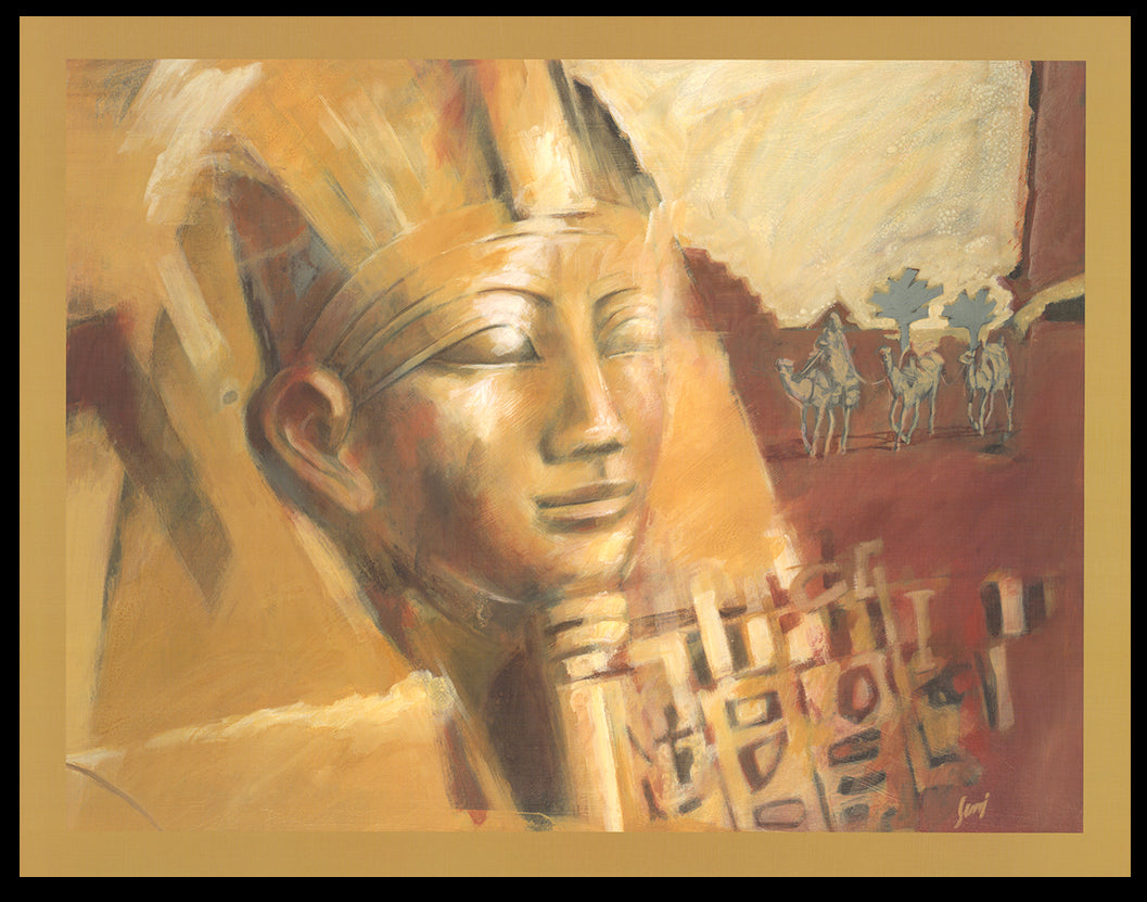 Sumi - Pharaon et caravane - Estampe