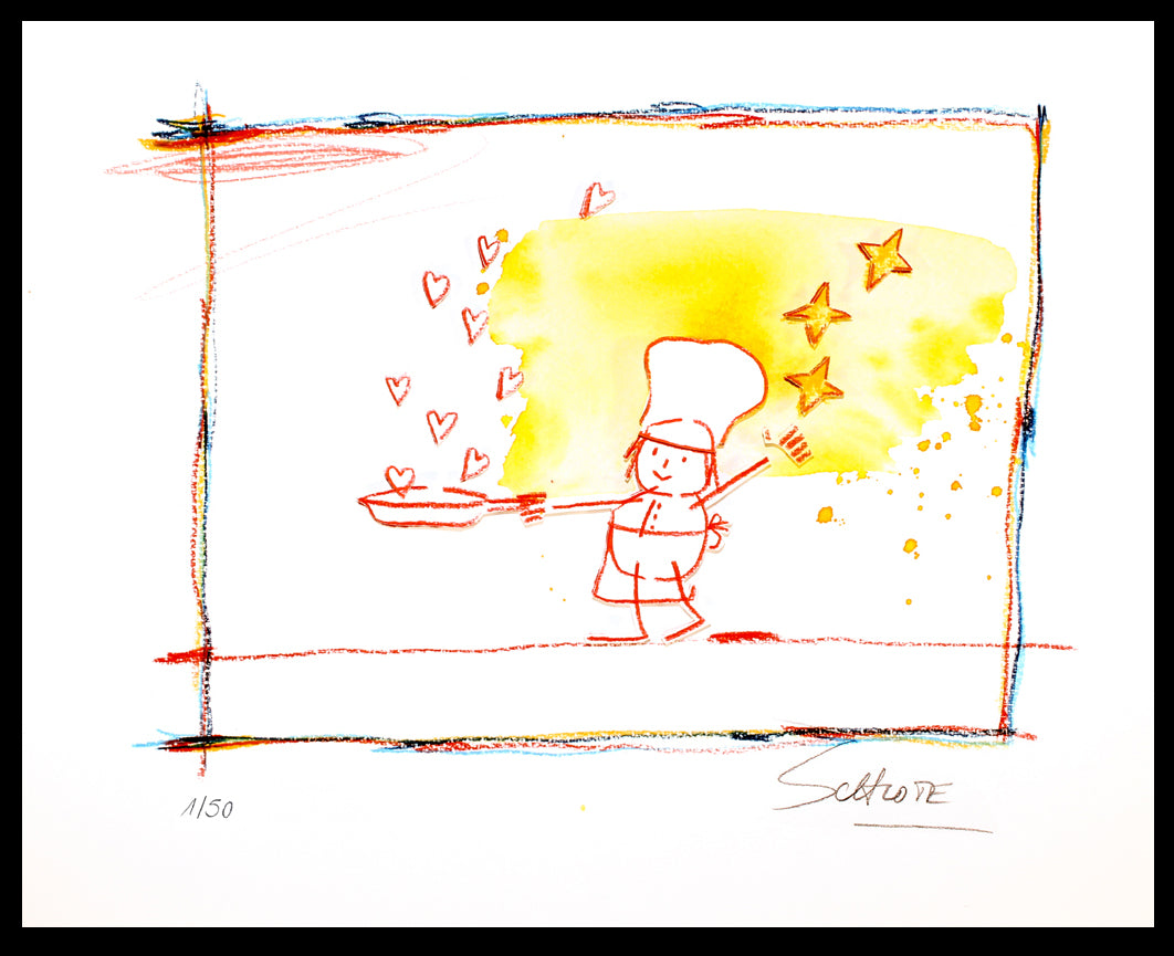 Schlote, Wilhelm - Cuisiné avec amour - Giclée - signée à la main