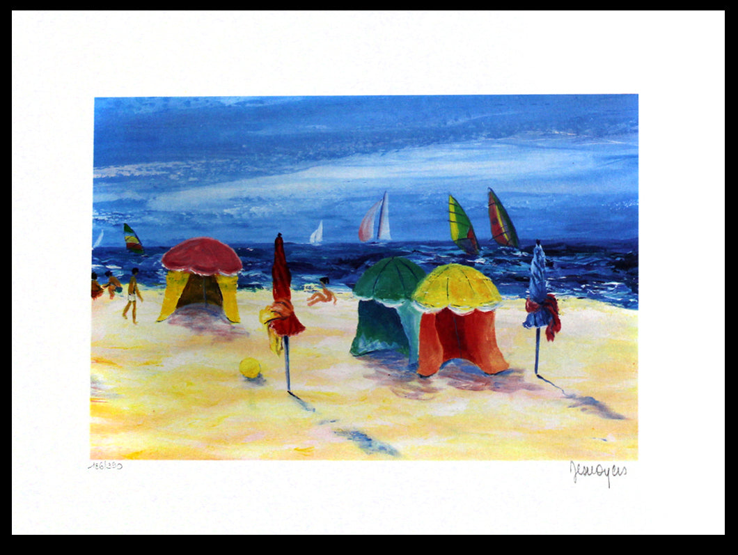 Desnoyers, Serge - Activité a la plage - lithographie couleur - signée à la main
