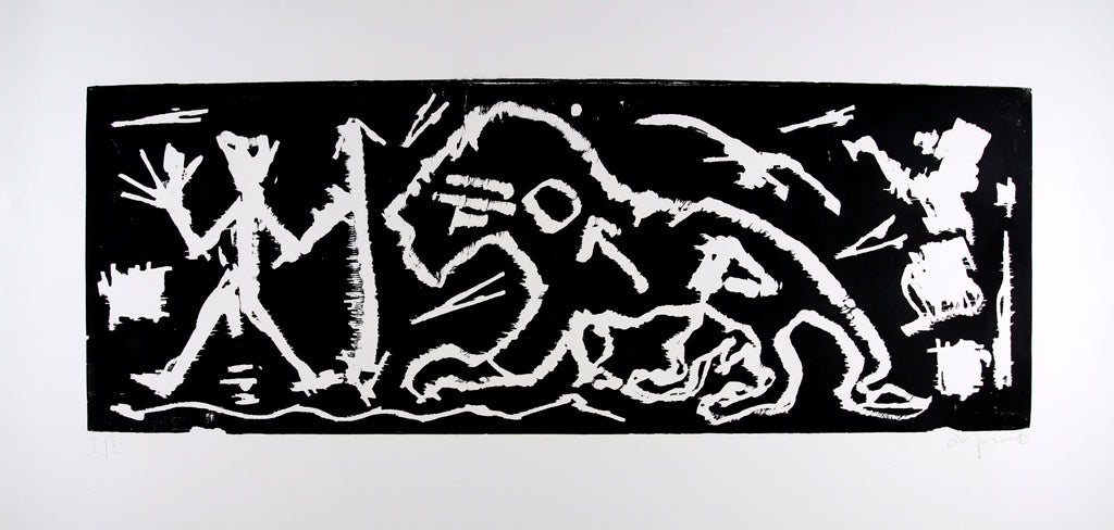 Penck, AR - Moi en Angleterre, 1985/86 - Gravure sur bois - signée à la main