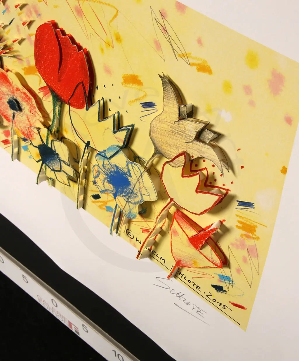 Schlote, Wilhelm - Blumengrüße - 3D-Konstruktion - handsigniert Clever Art