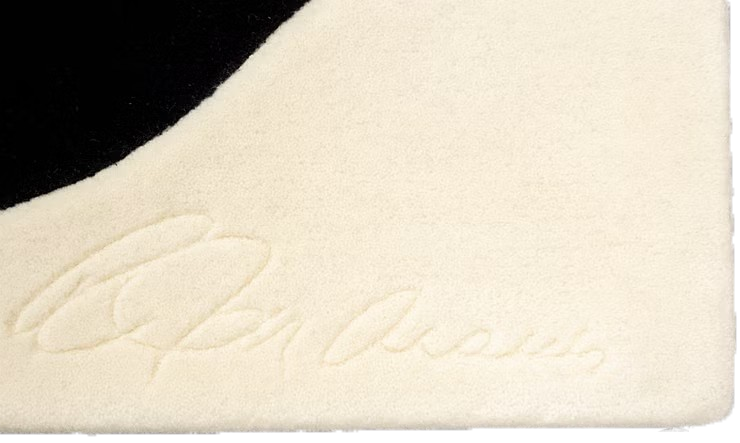Indiana, Robert - Blanc sur noir LOVE - Tapis en laine touffeté à la main