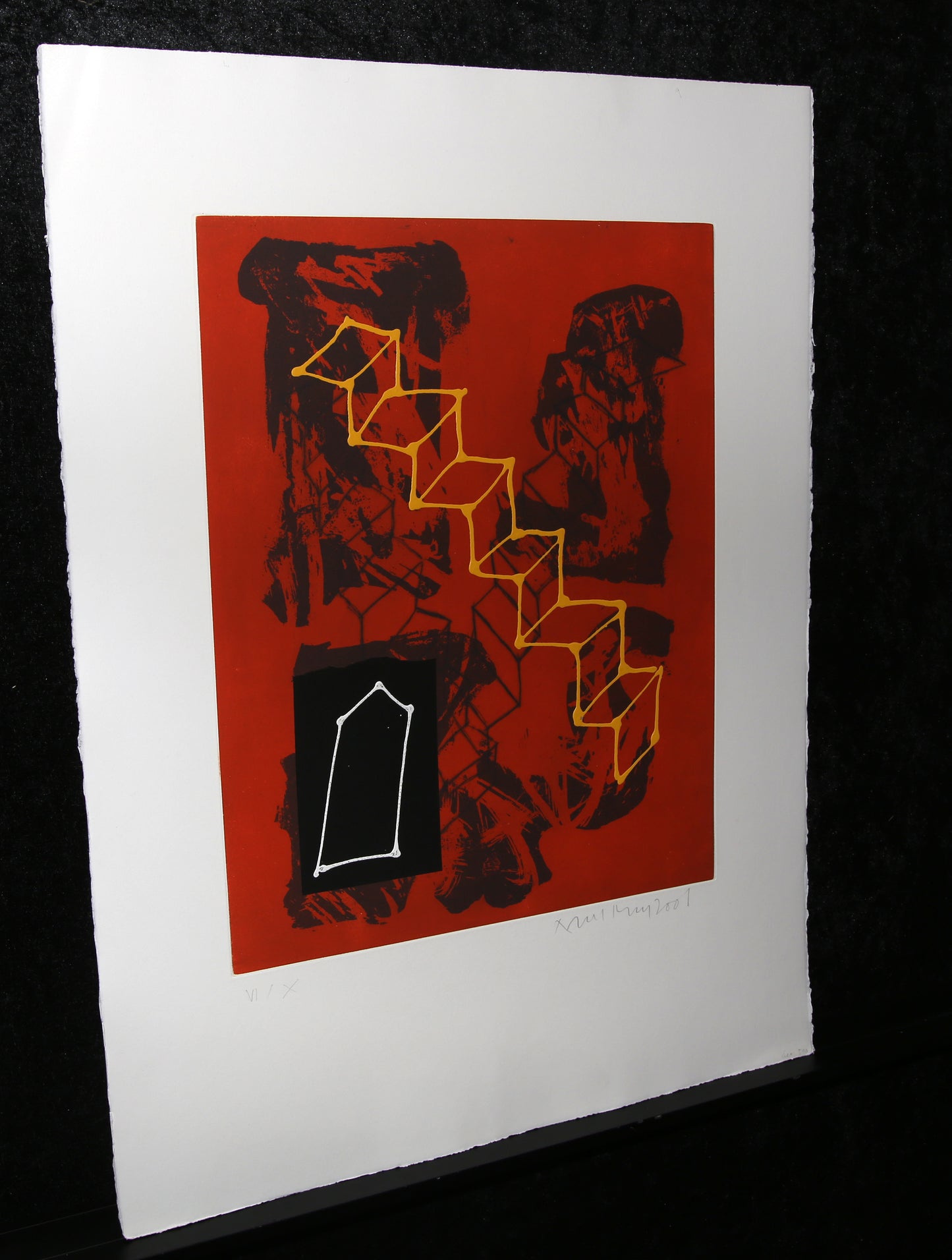 Merz, Albert - sans titre - VI/X - eau-forte/collage, retravaillé à la main - signé à la main