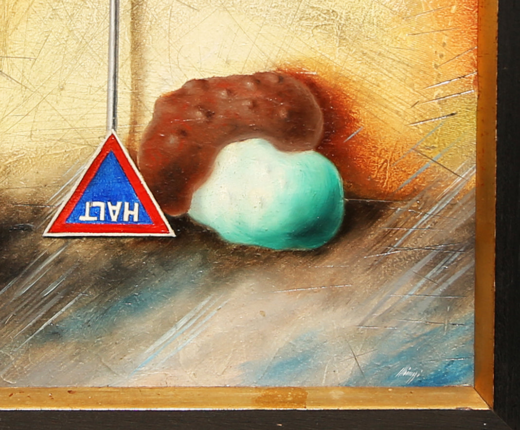 Minuzzi, Maurilio - Arrêtez ! Cédez le passage, 1975 - huile/bois - signé à la main