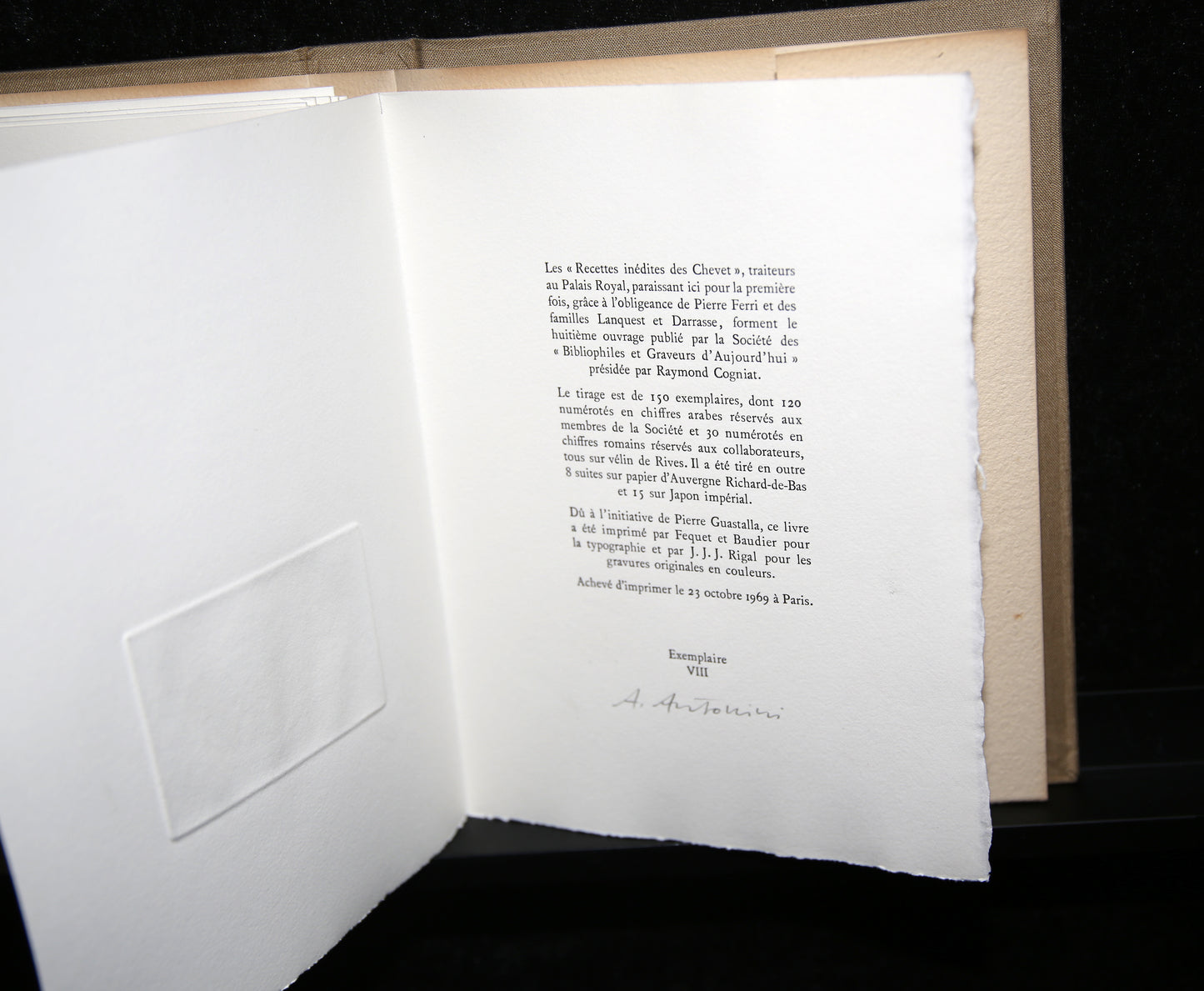 Antonini, Annapia - Recettes inédites des chevets, 1968 - aquatinte - signée à la main