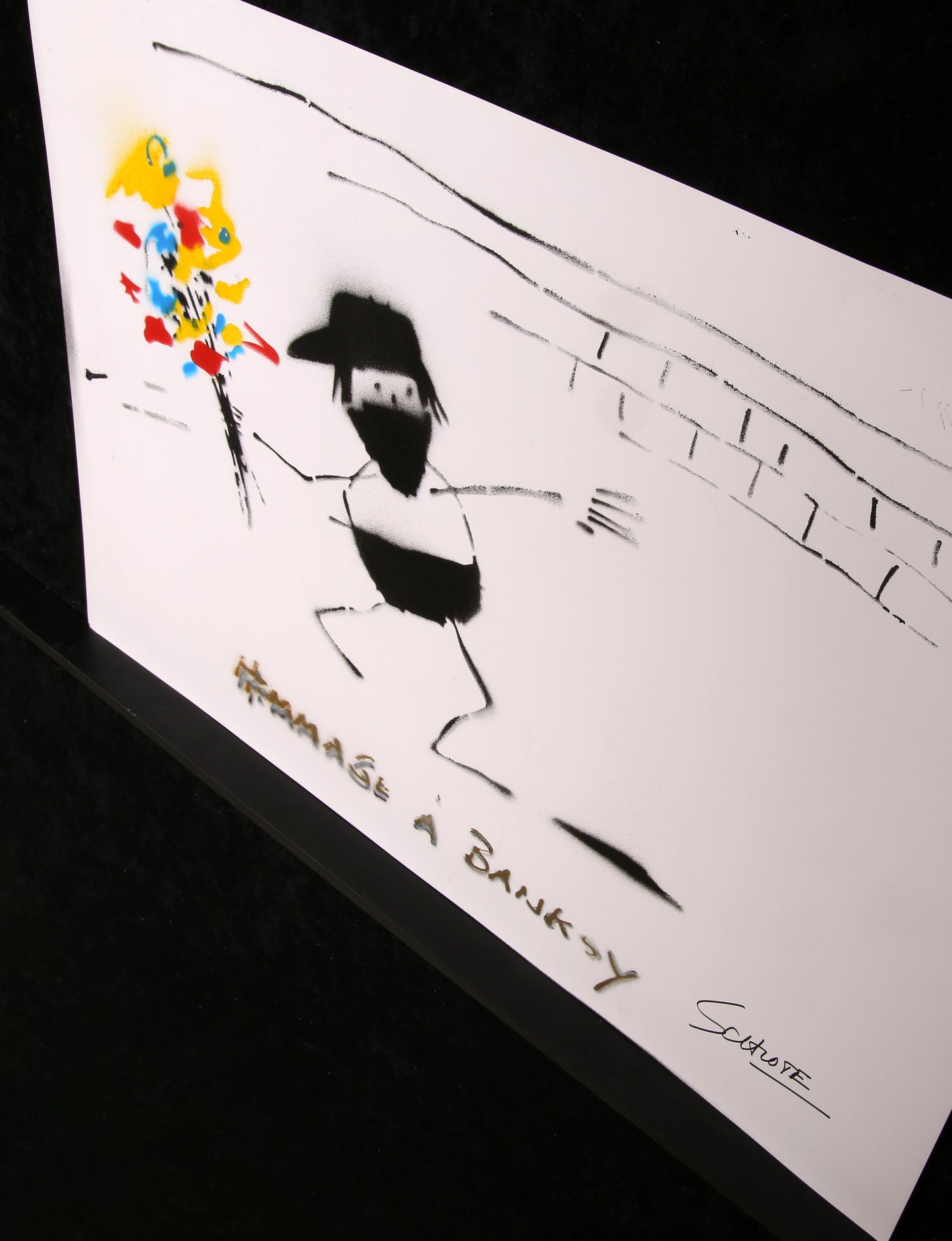 Schlote, Wilhelm - Hommage à Banksy (3) - handsigniert - Mischtechnik auf Papier