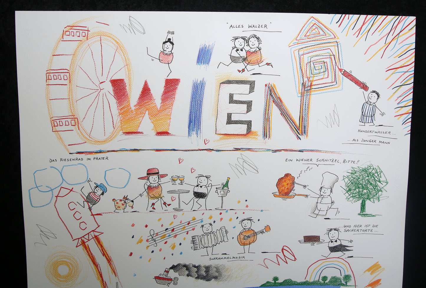 Schlote, Wilhelm - Wien-Riesenrad- Original-Entwurfszeichnung - signiertes UNIKAT