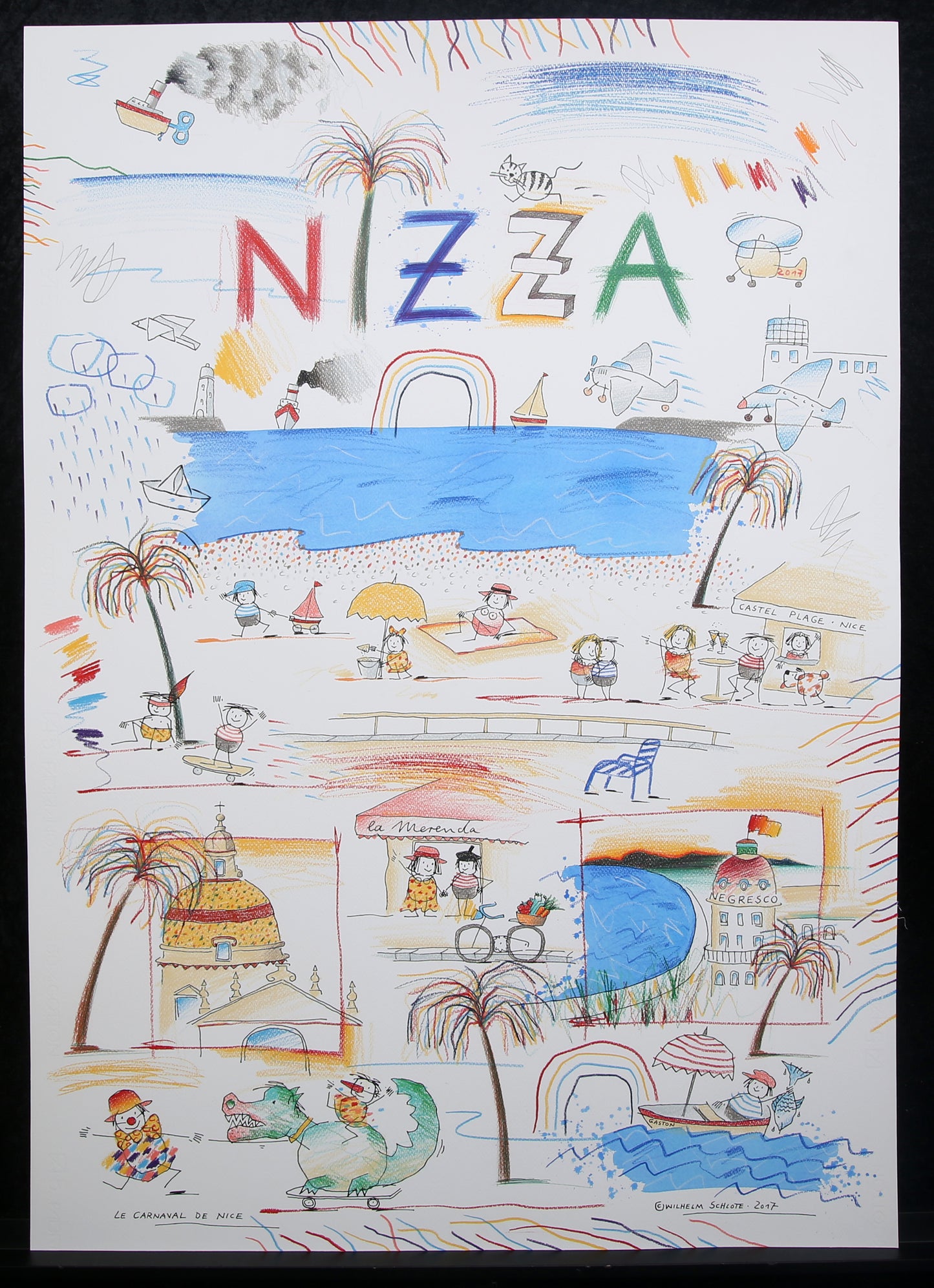 Schlote, Wilhelm - Nizza - Original-Entwurfszeichnung - signiertes UNIKAT