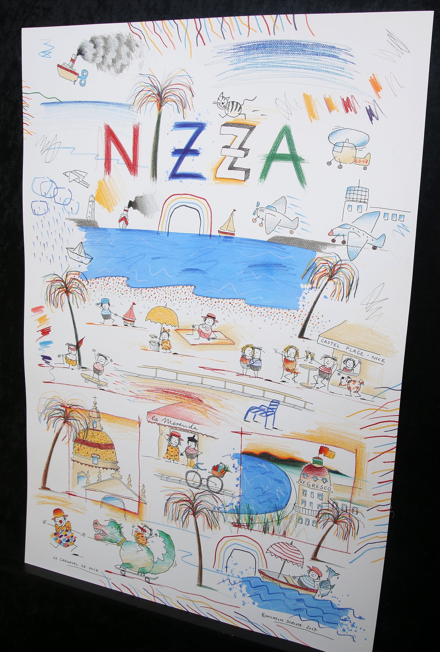 Schlote, Wilhelm - Nizza - Original-Entwurfszeichnung - signiertes UNIKAT