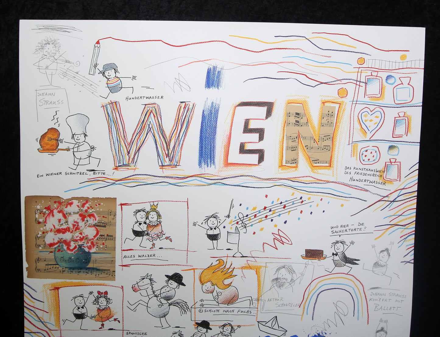 Schlote, Wilhelm - Wien-Hundertwasser- Original-Entwurfszeichnung - signiertes UNIKAT