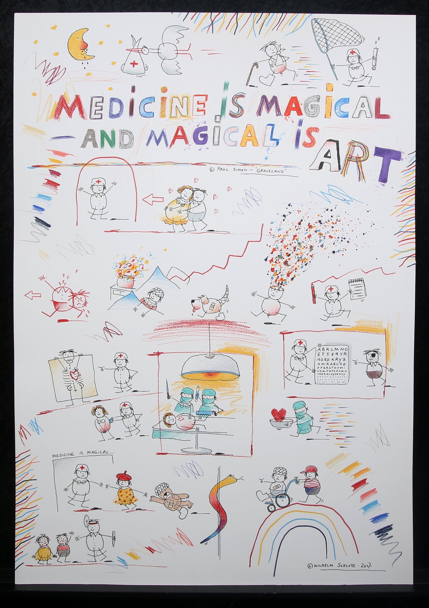 Schlote, Wilhelm - Medicine is magical and magical is ART - Original-Entwurfszeichnung - signiertes UNIKAT