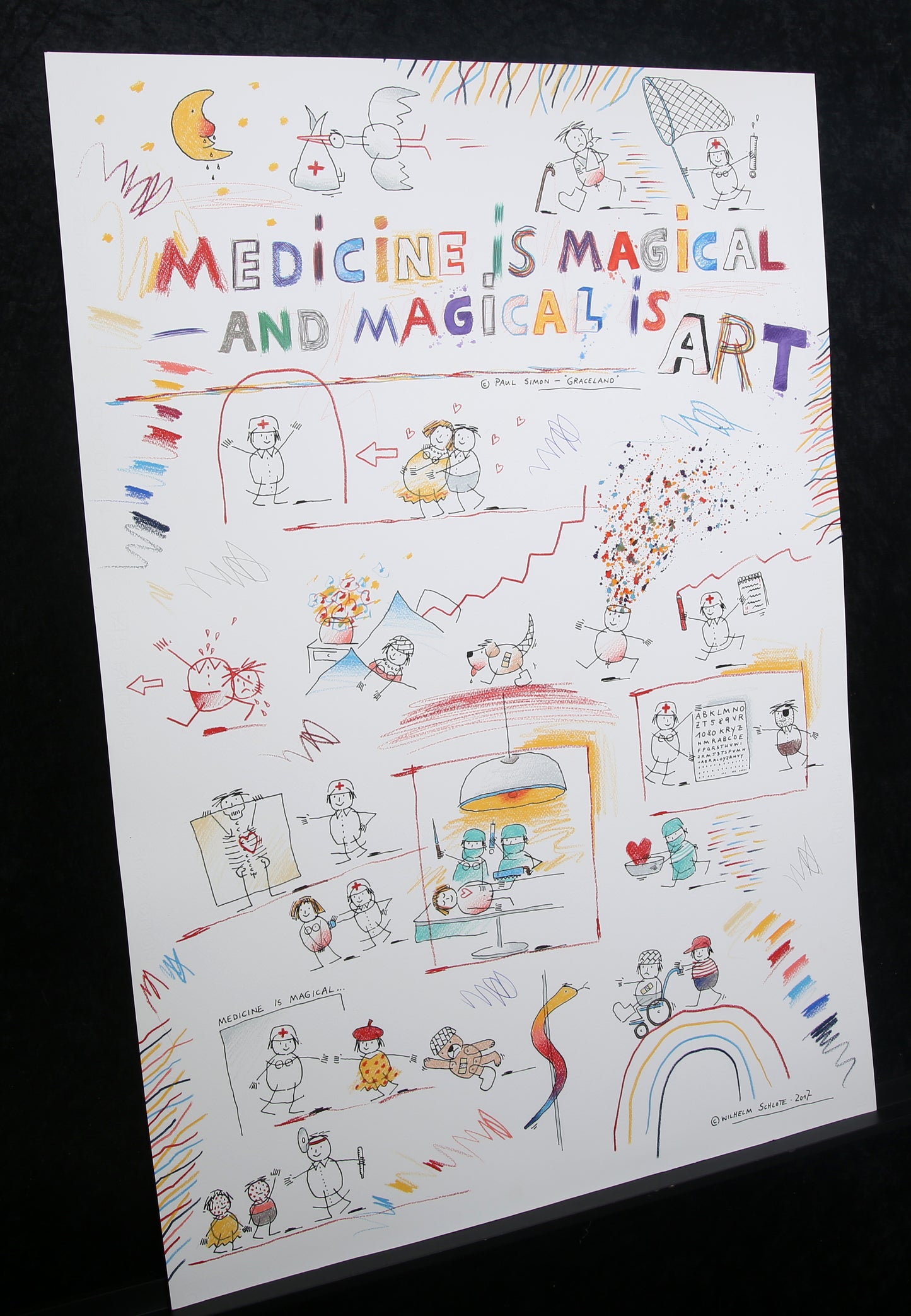 Schlote, Wilhelm - Medicine is magical and magical is ART - Original-Entwurfszeichnung - signiertes UNIKAT