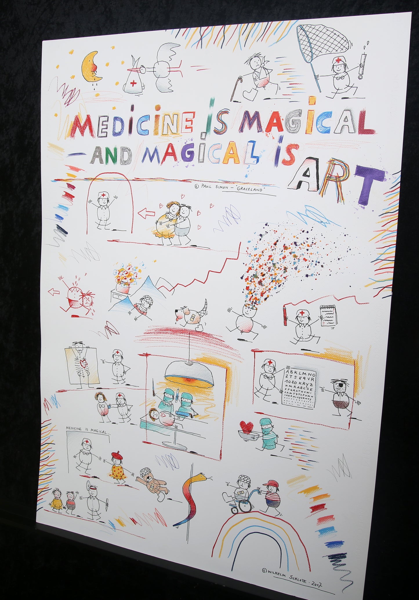 Schlote, Wilhelm - Medicine is magical and magical is ART - Original-Entwurfszeichnung - signiertes UNIKAT