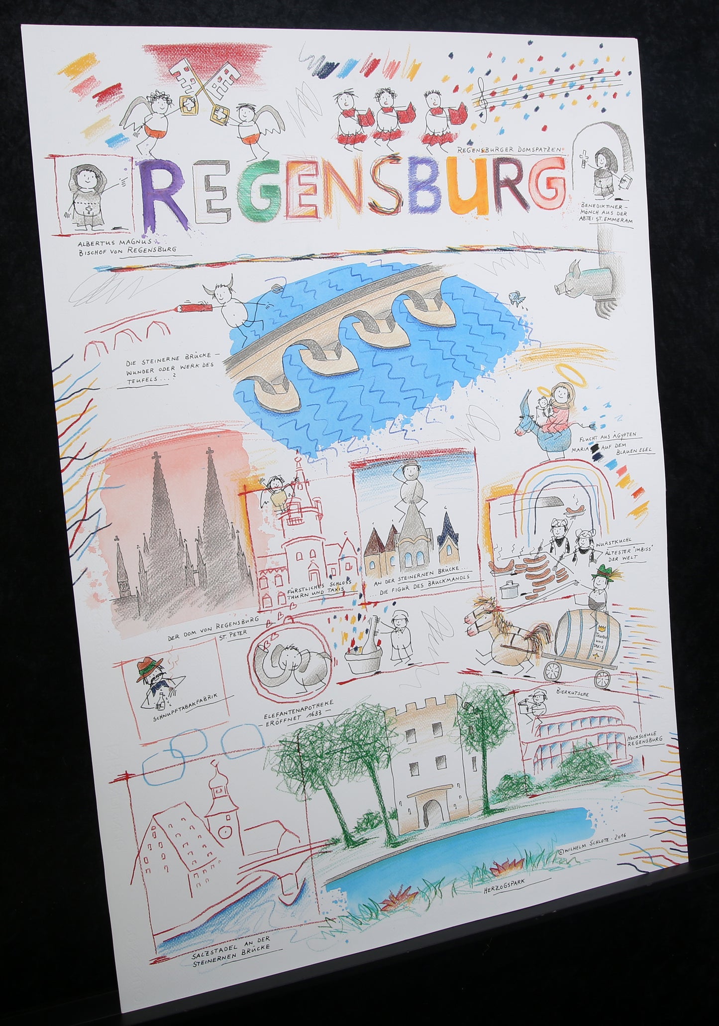 Schlote, Wilhelm - Regensburg - Original-Entwurfszeichnung - signiertes UNIKAT