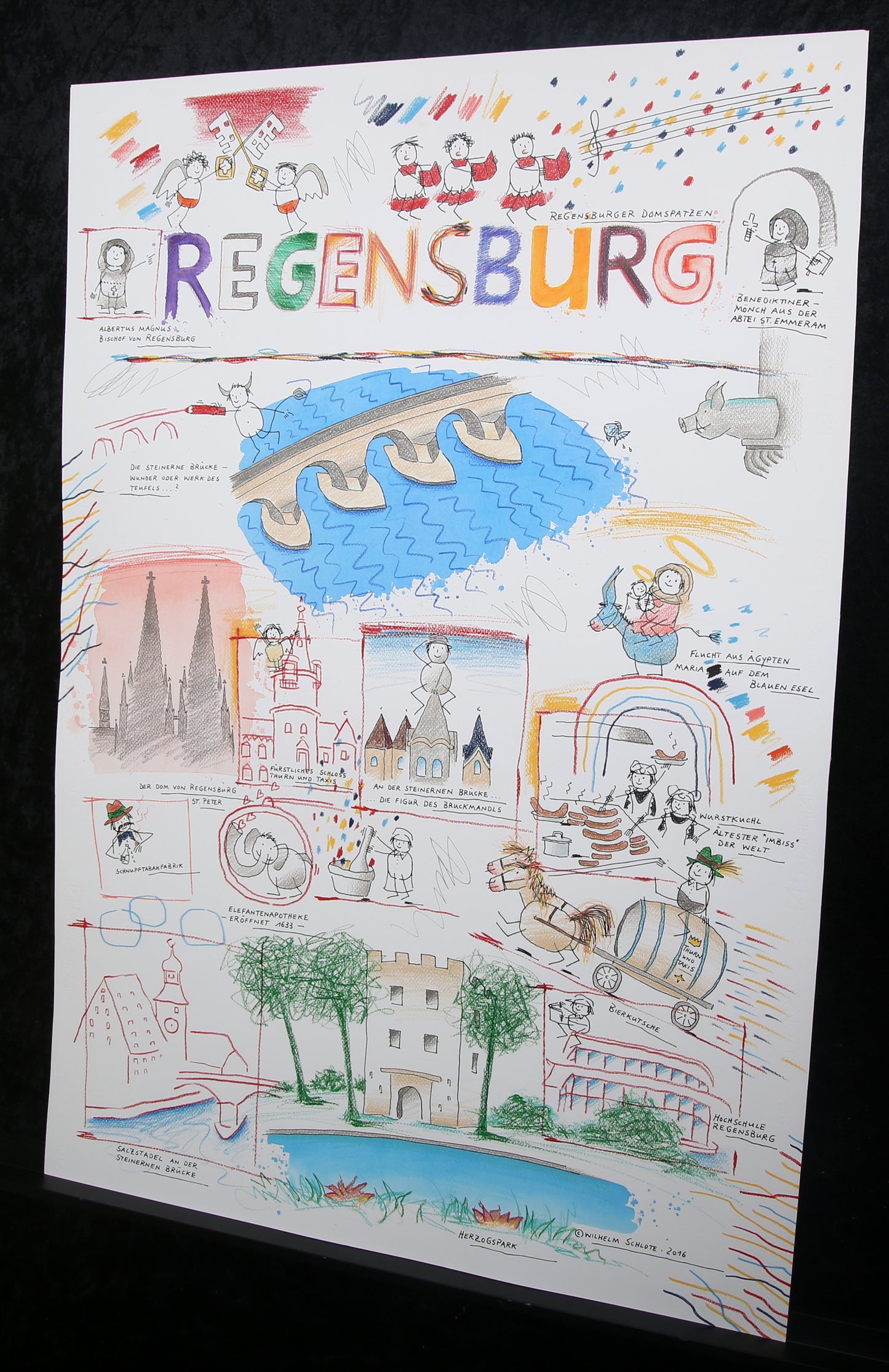 Schlote, Wilhelm - Regensburg - Original-Entwurfszeichnung - signiertes UNIKAT