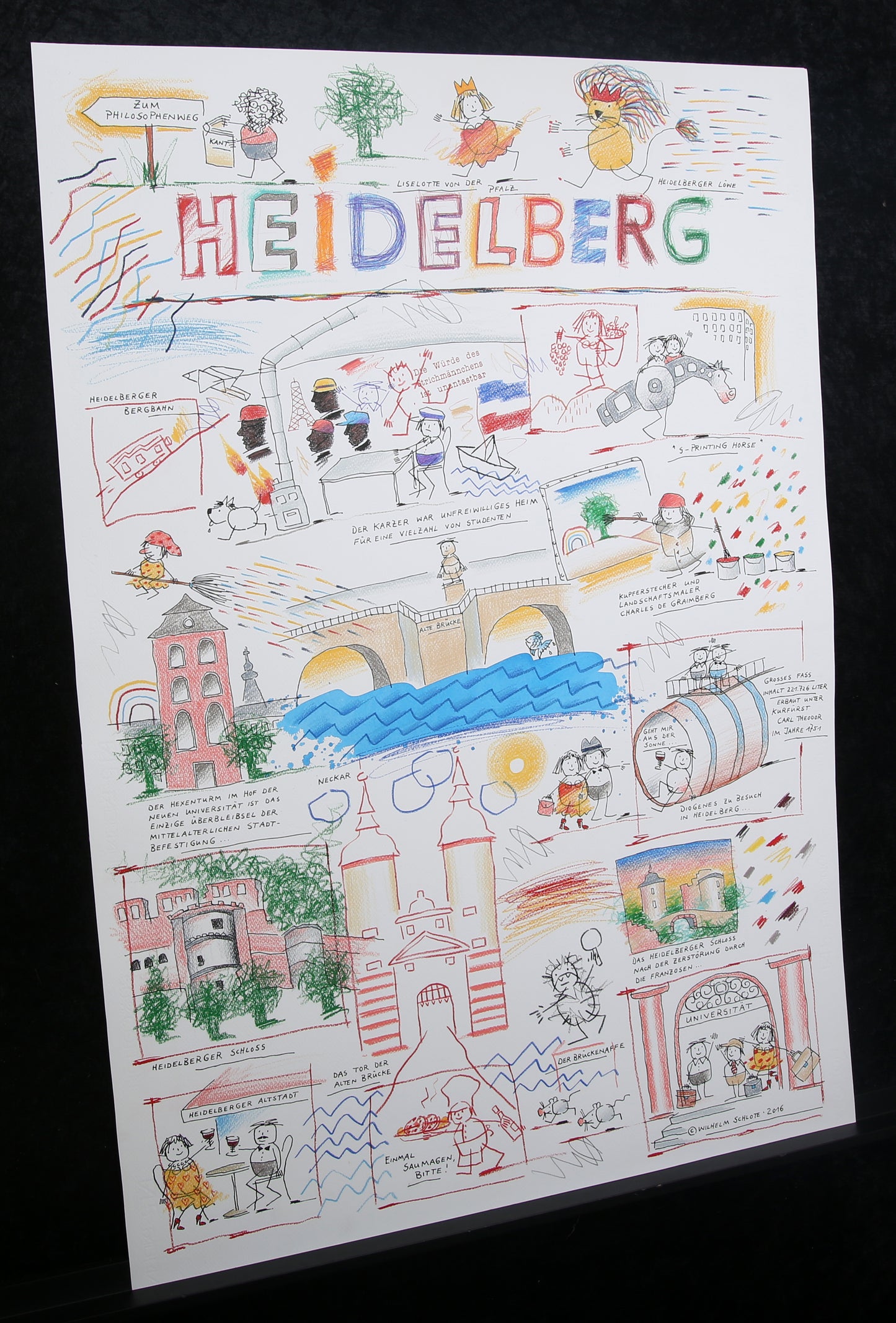 Schlote, Wilhelm - Heidelberg - Dessin original - signé UNIQUE