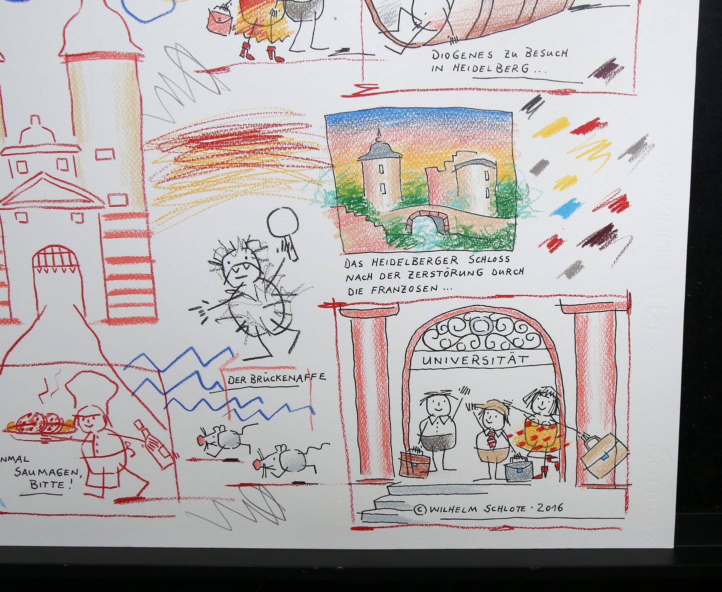 Schlote, Wilhelm - Heidelberg - Dessin original - signé UNIQUE