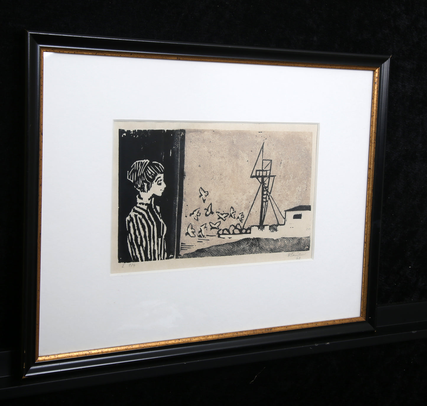 Teuber, Hermann - At the Canal - Lithograph - framed - hand-signed