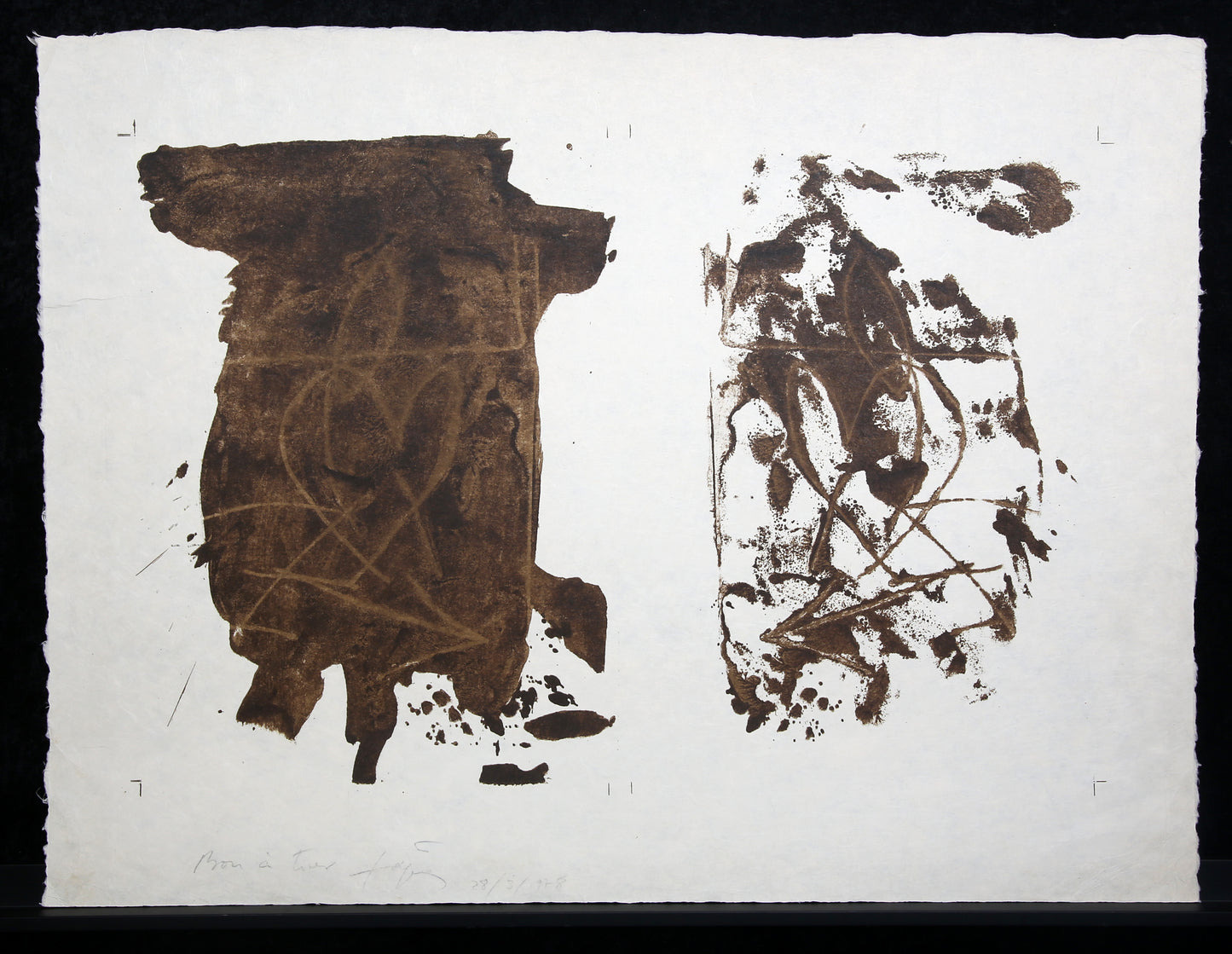 Tàpies, Antoni - Sinnieren über Schmutz - Farblithografie - handsigniert