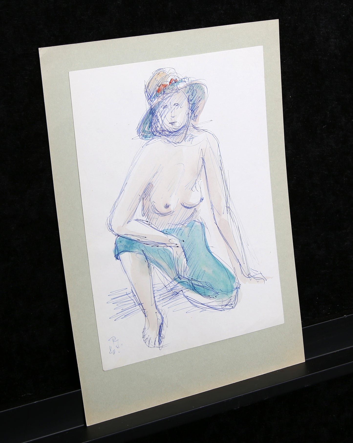 Scheibe, Rudolf - Aktzeichnung - 1980 - Originalgrafik - monogrammiert