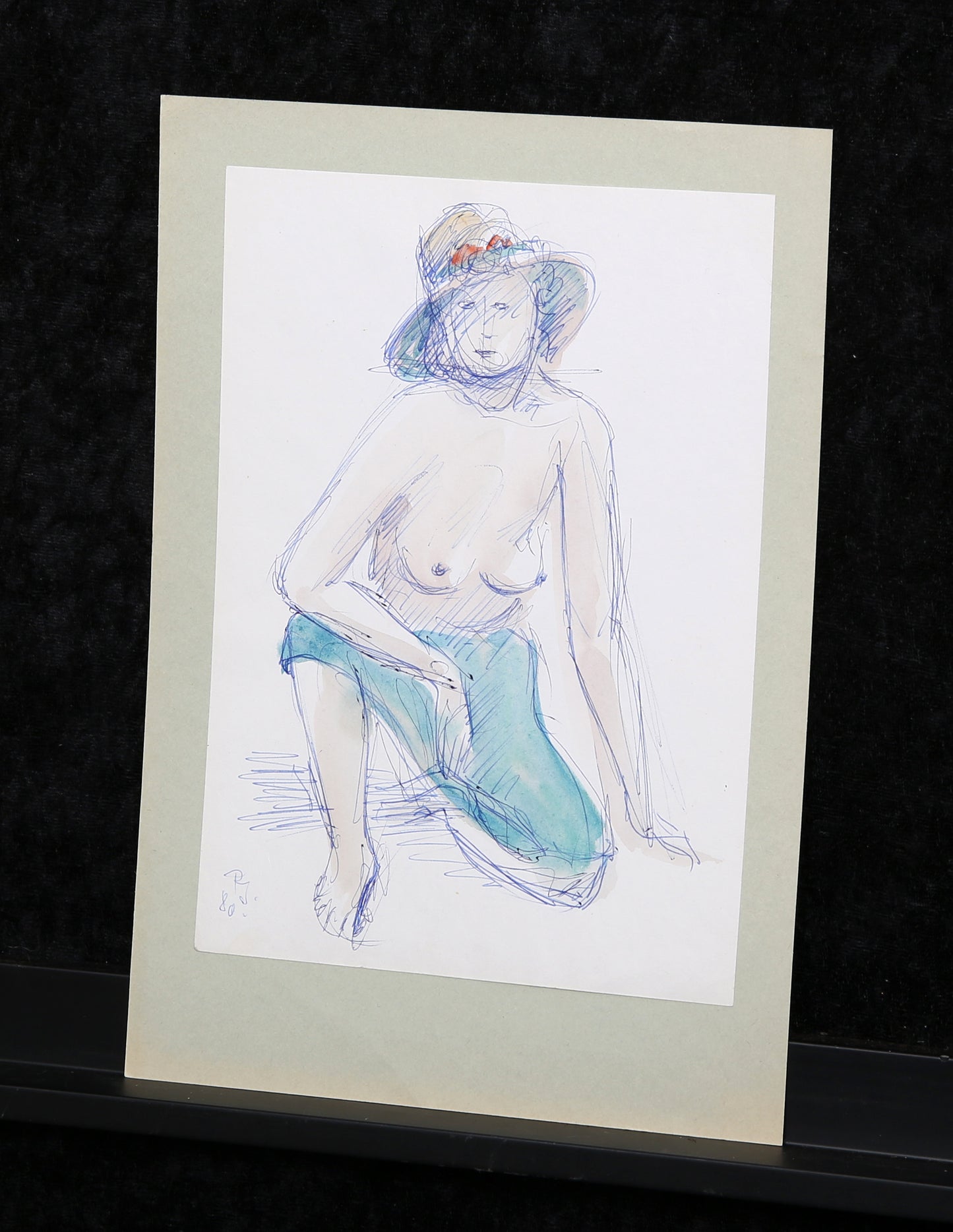 Scheibe, Rudolf - Aktzeichnung - 1980 - Originalgrafik - monogrammiert