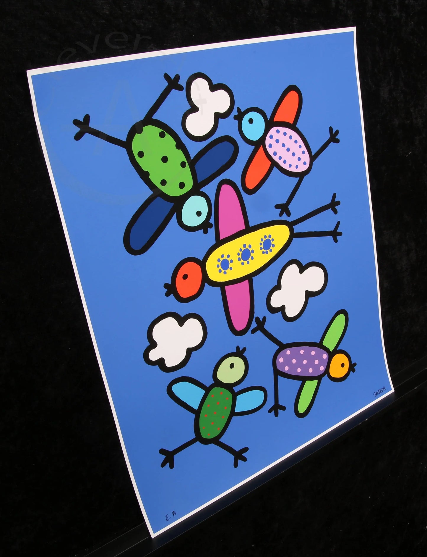 Basdera, Franz - Oiseau - Giclée - signé à la main - inscrit avec EA