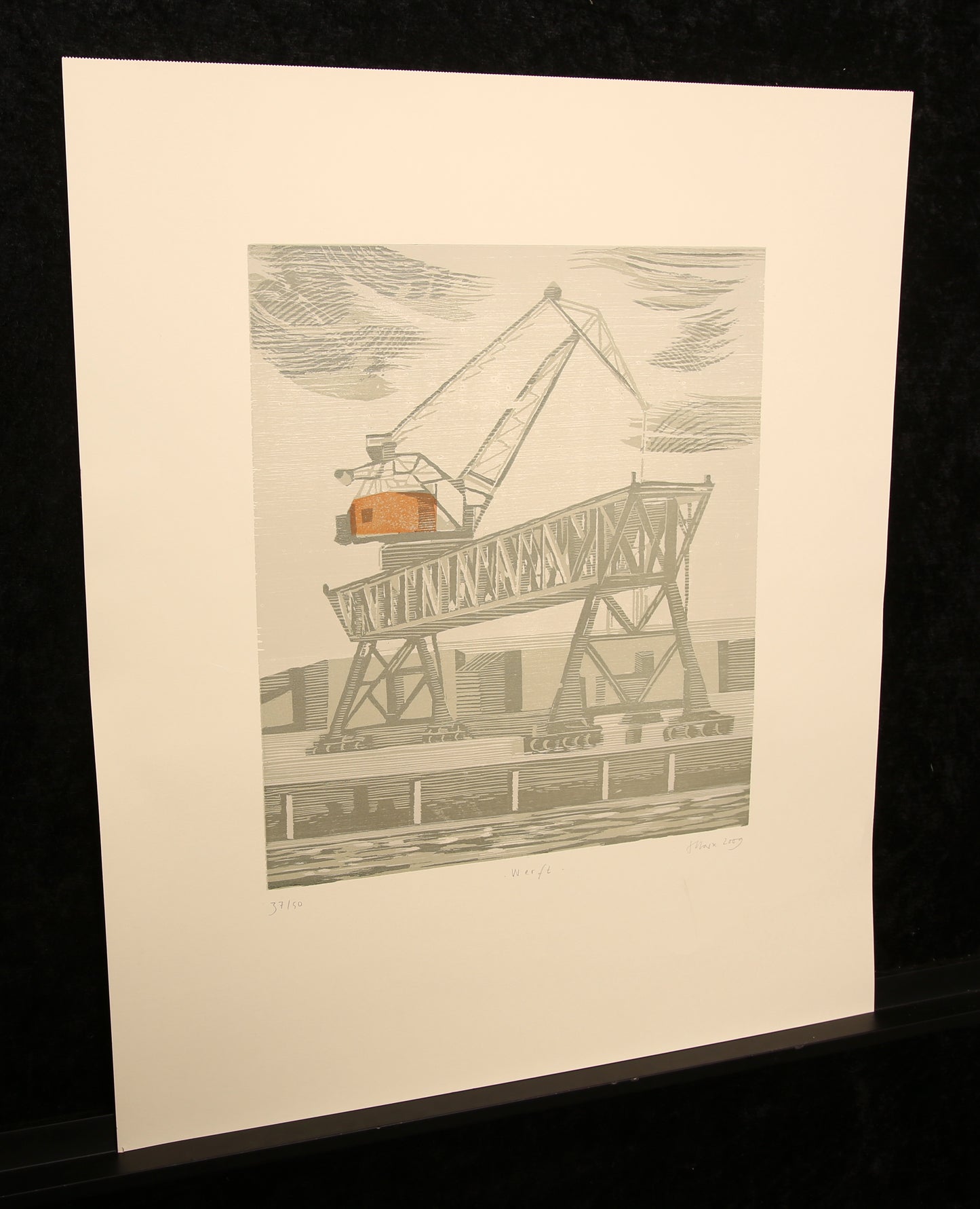 Marx, Stéphanie - Chantier naval, 2009 - Gravure sur bois en couleur - signée à la main