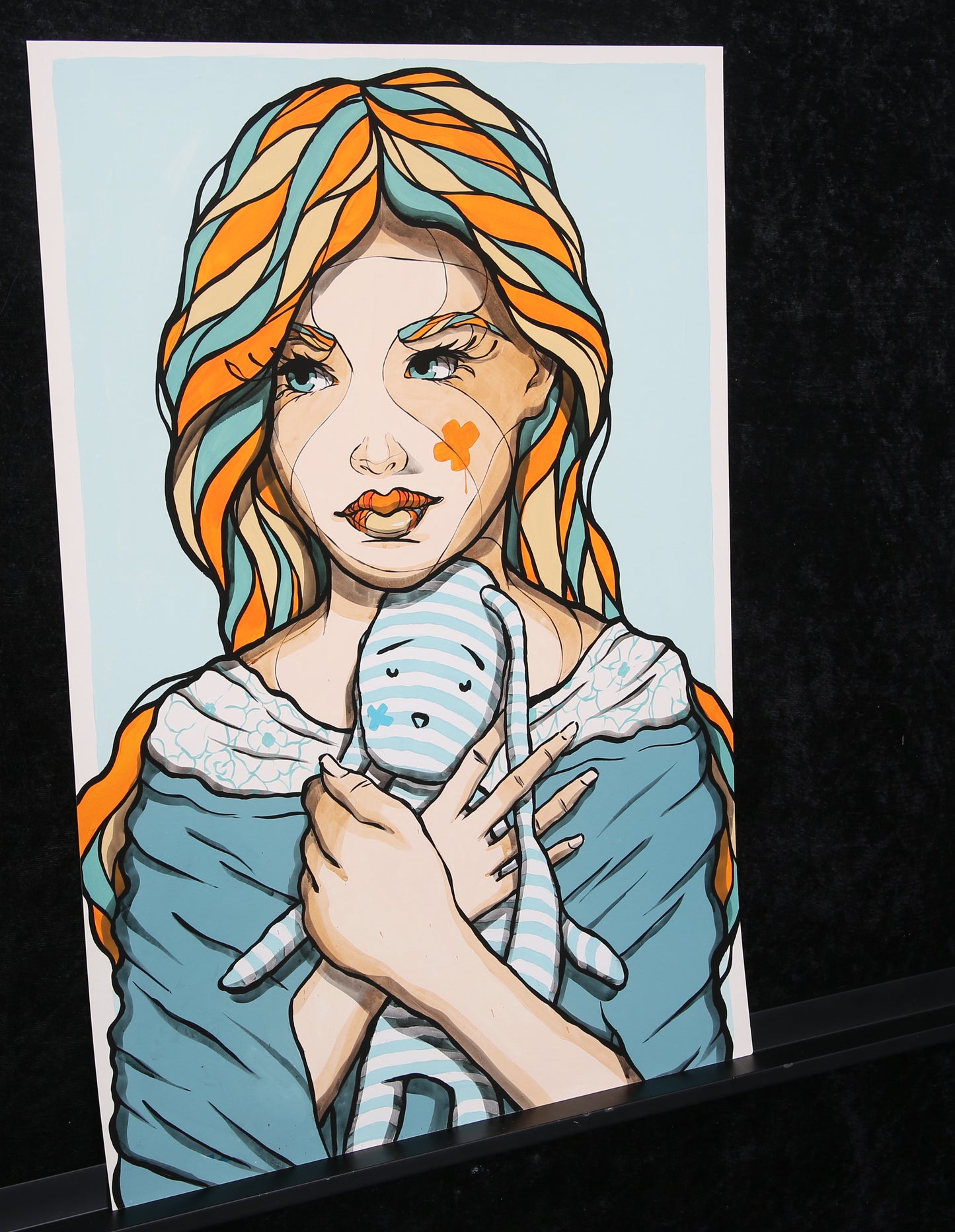 El Bocho - Girl with Rabbit - 2019 - Giclee - handsigniert