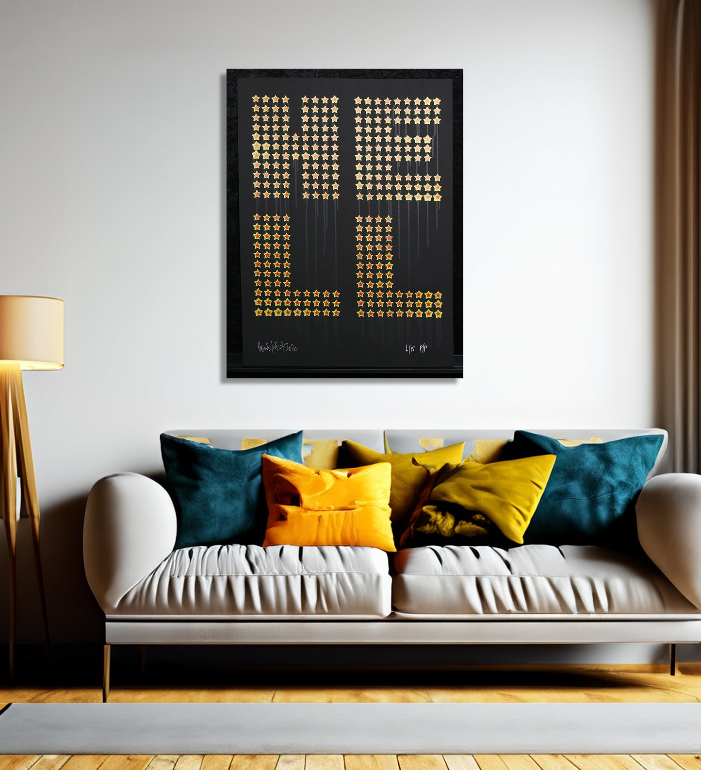 Eine, Ben - Hell - 3-farbiger Siebdruck mit Tropfenüberzug - handsigniert