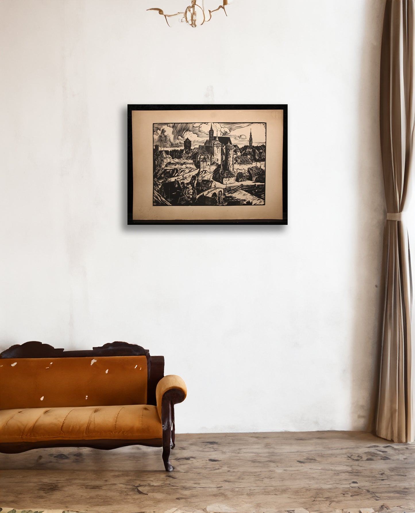 Warnecke, Rudolf - Bautzen du Sud - gravure sur bois - monogrammé