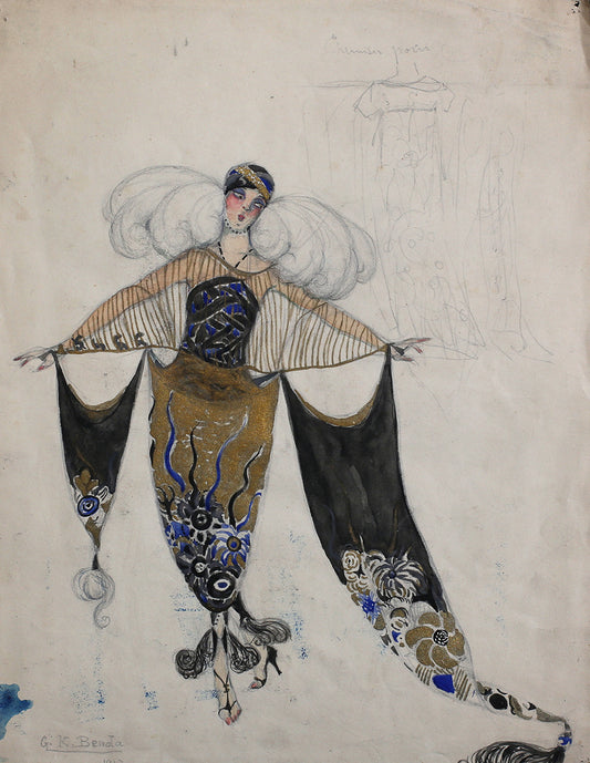 Benda, Georges Kugel - Kostümstudie - Le pied - Mischtechnik auf Papier