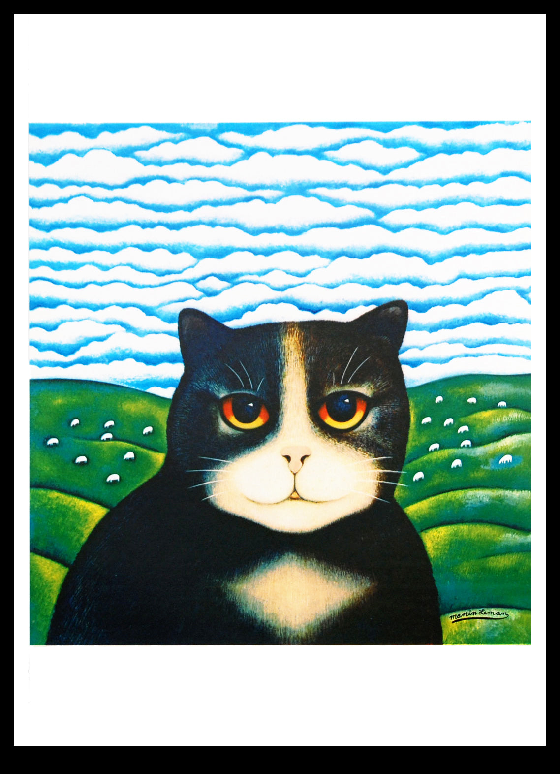 Leman, Martin - Schwarze Katze - Kunstdruck