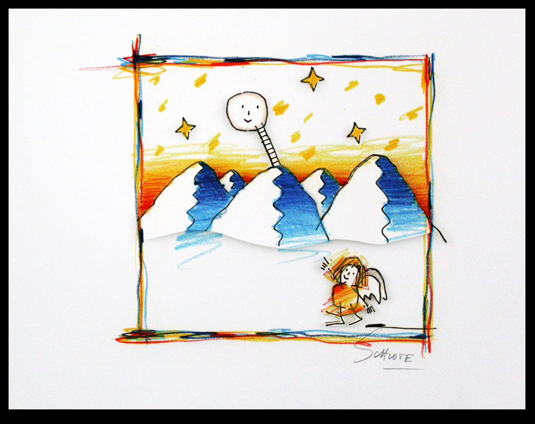Schlote, Wilhelm - L'Échelle vers la Lune - signé à la main - Giclée
