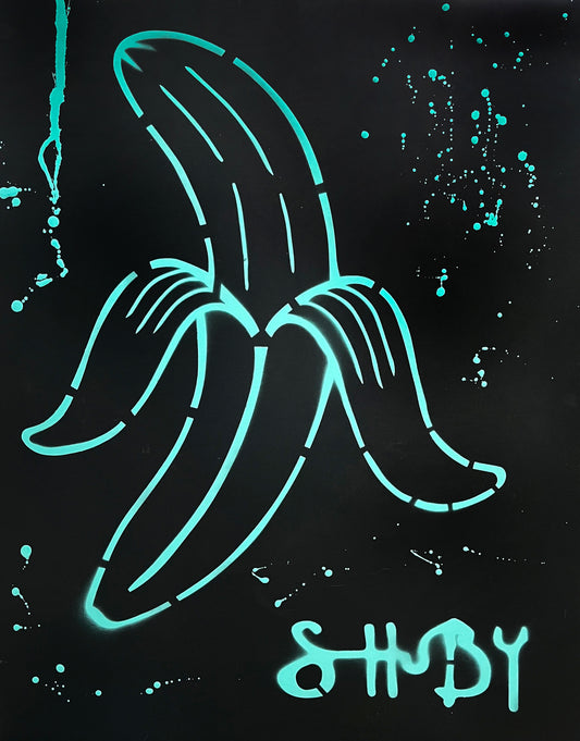 Shuby - Peace Banana (mint) - handsigniert - Schablonendruck mit Sprühfarbe