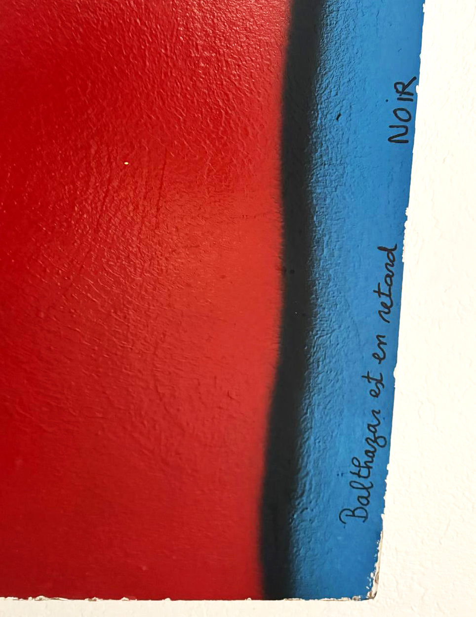 Noir, Thierry - Balthazar est retardé - technique mixte sur bois - signé à la main