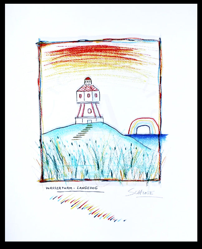 Schlote, Wilhelm - Wasserturm - Langeoog - Giclee - handsigniert