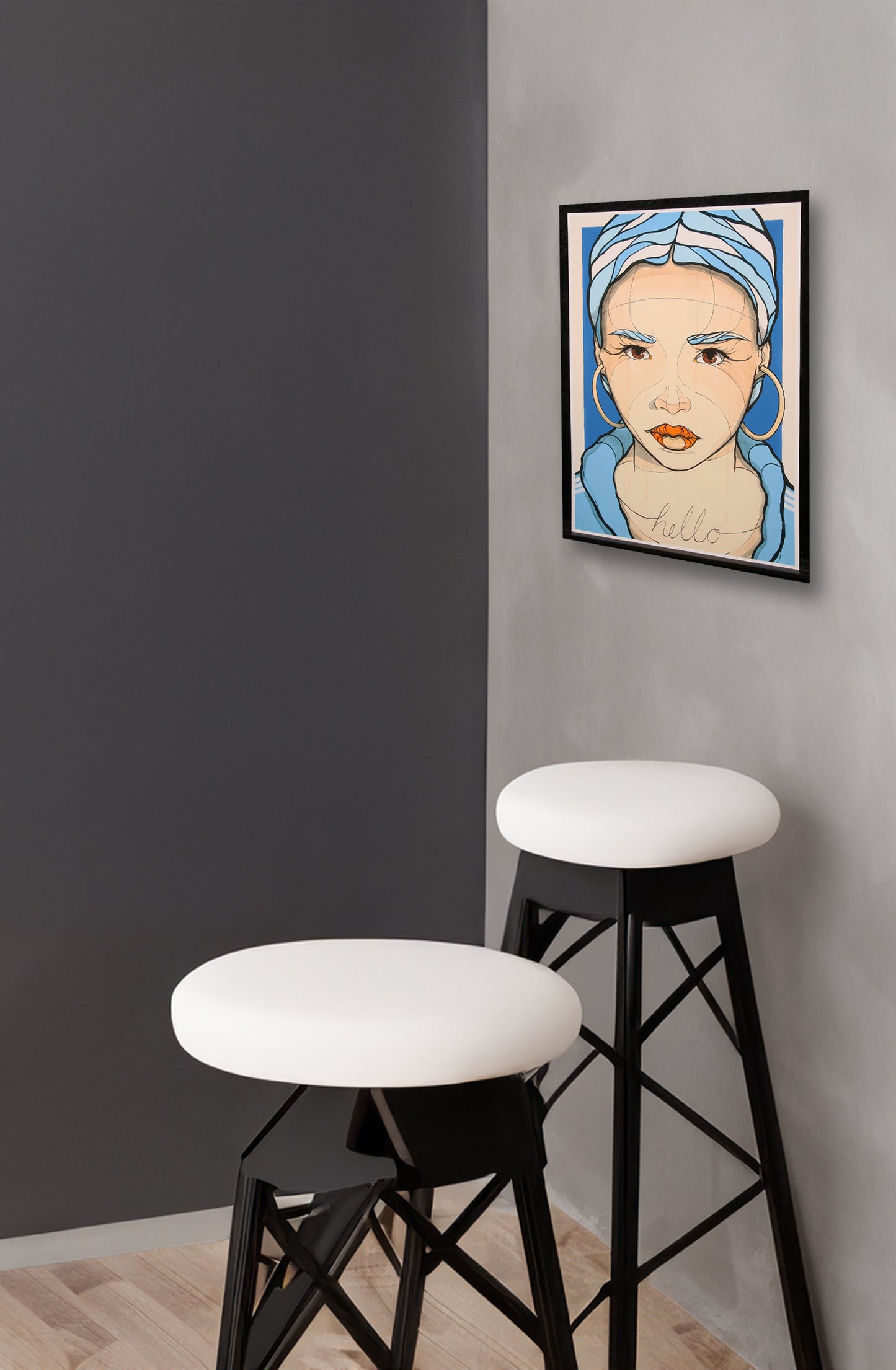 El Bocho - Hello in blue - Mini - Giclée, 2023 - handsigniert