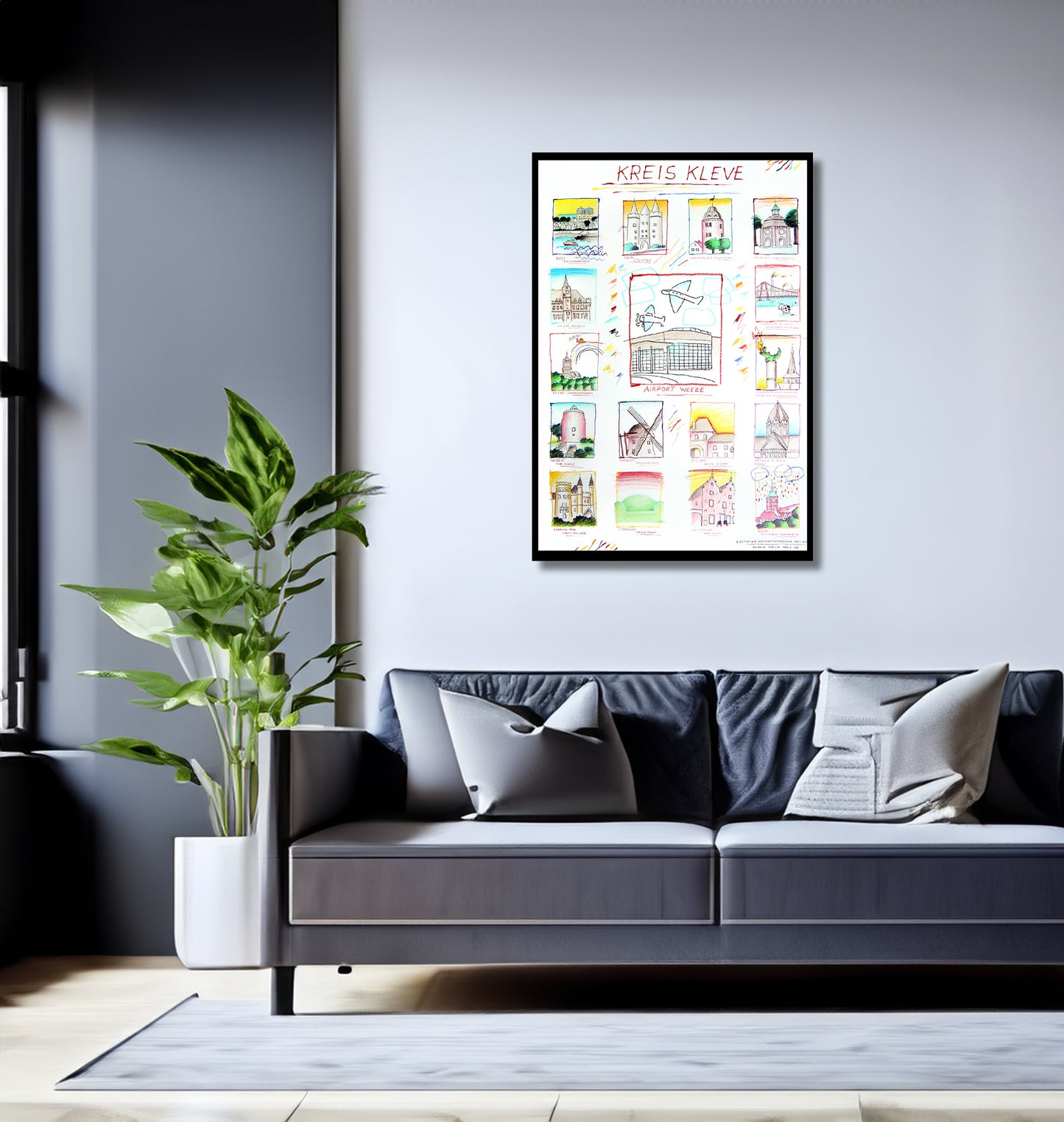 Schlote, Wilhelm - Stadtplakat Kreis Kleve - Kunstdruck