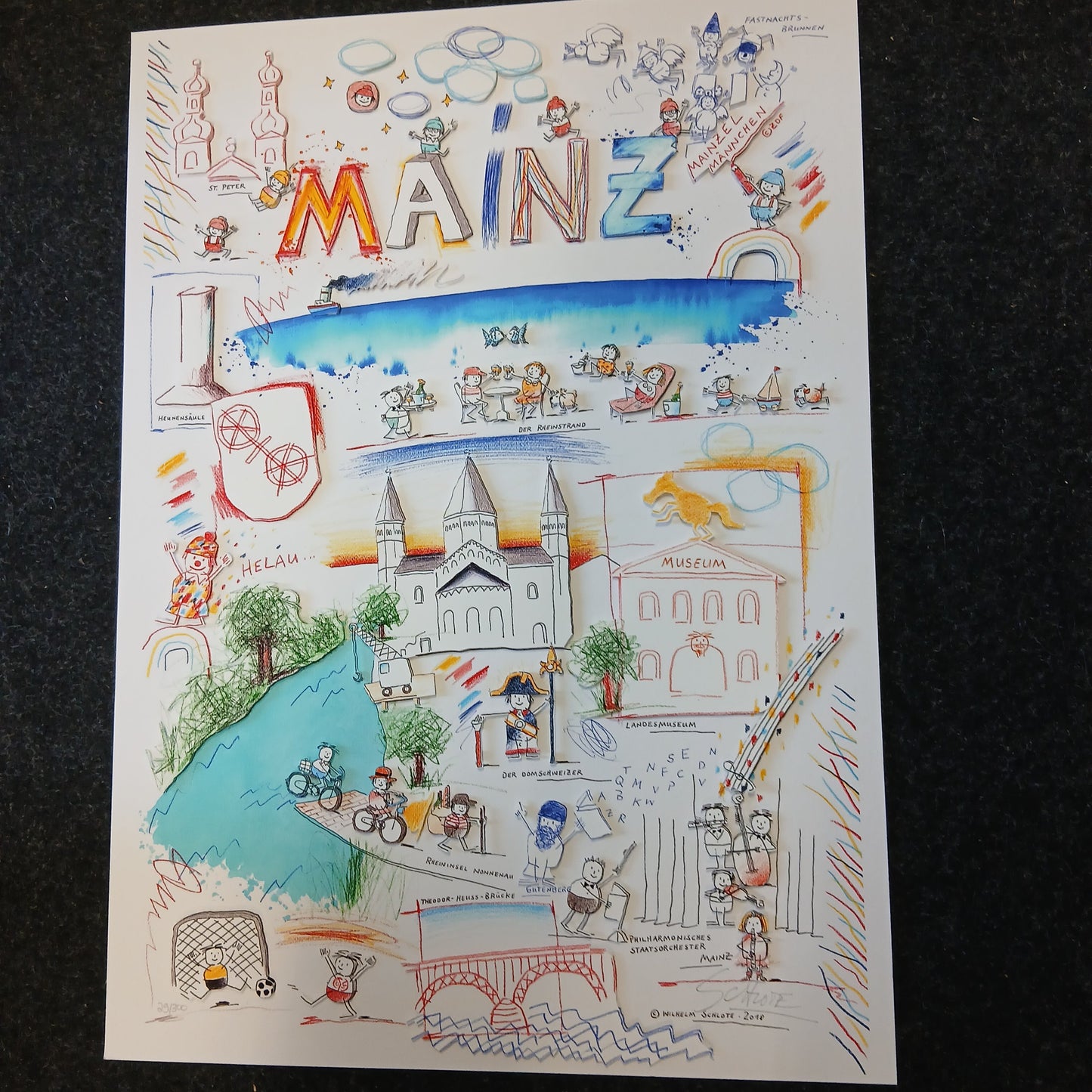 Schlote, Wilhelm - Mayence - Construction 3D - signé à la main